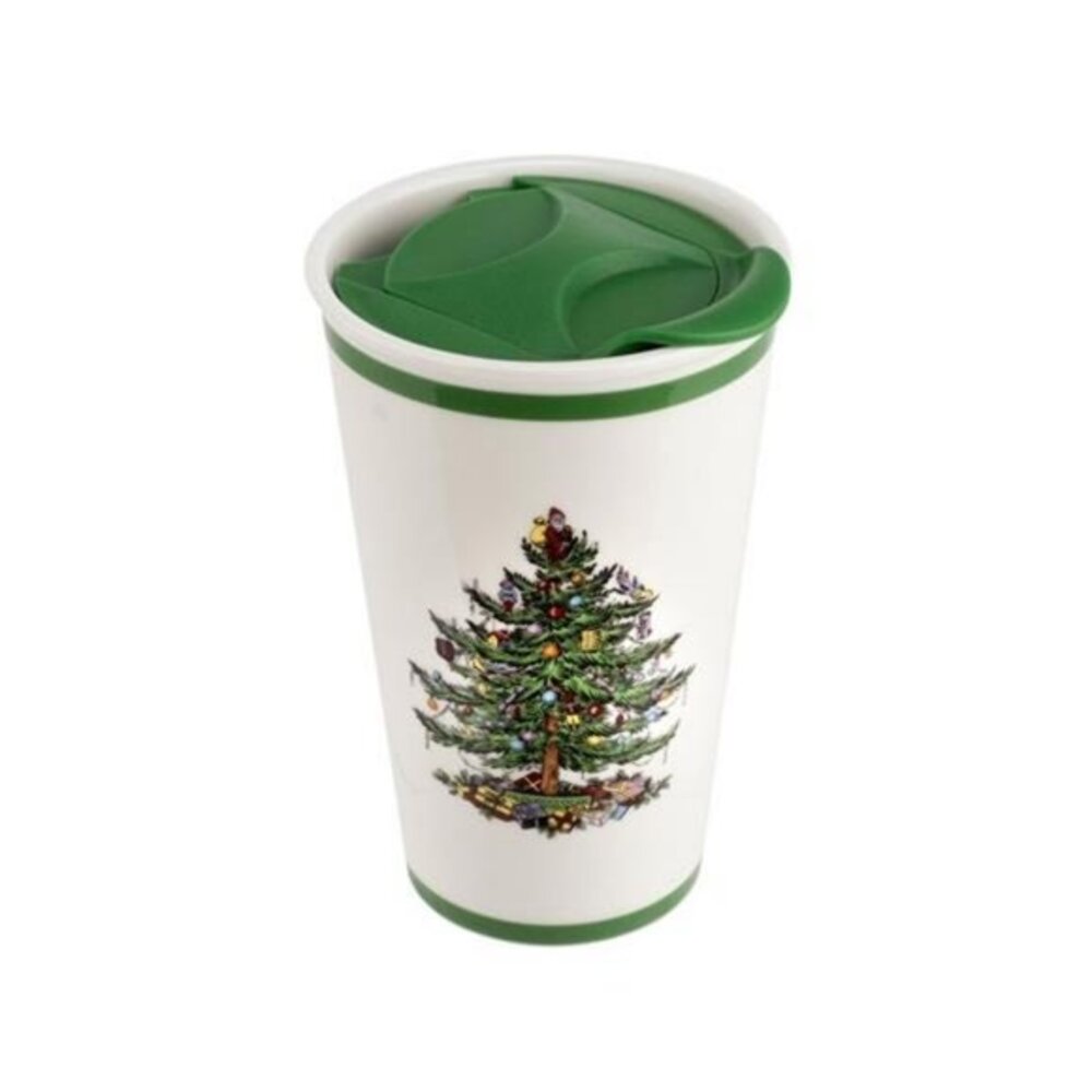 New Spode Christmas Tree Hot and Cold Drink Travel Mug Cofee